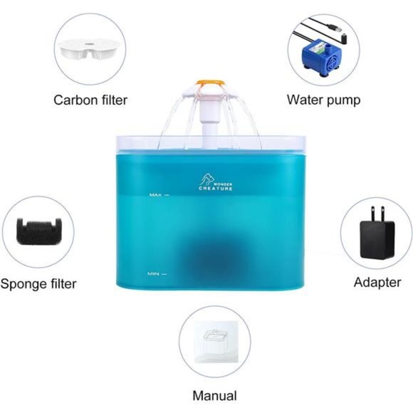 Cat Water Fountain, 67oz/2L Automatic Cat Drinking Fountain, Pet Water Fountain - Picture 3 of 7